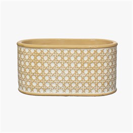 Rattan weave concrete planter