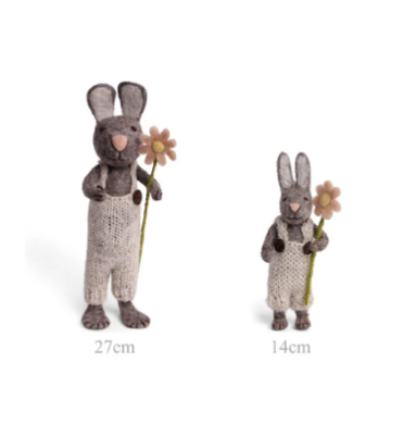 Grey bunny with flower felt decoration