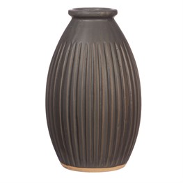 Grooved black vase