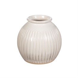 Grooved white vase